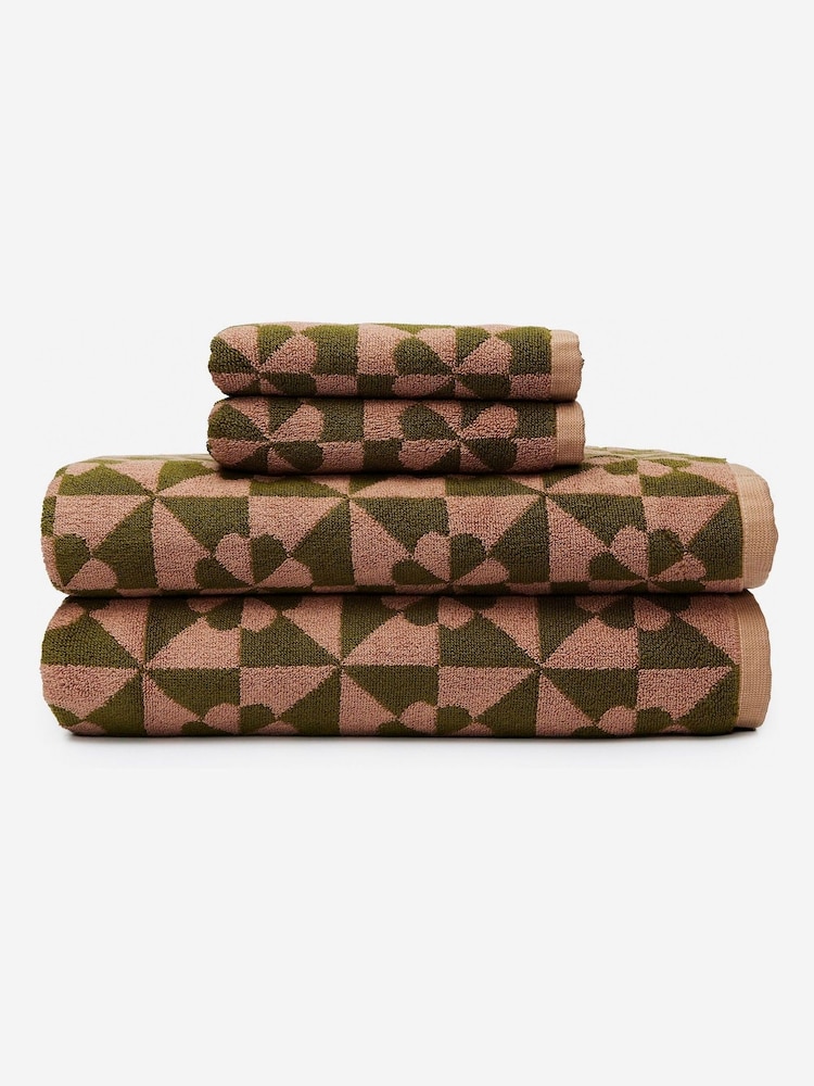 SlowTide Mousse Bex Cotton Printed Patterned Bath Towel - Image 2 of 5