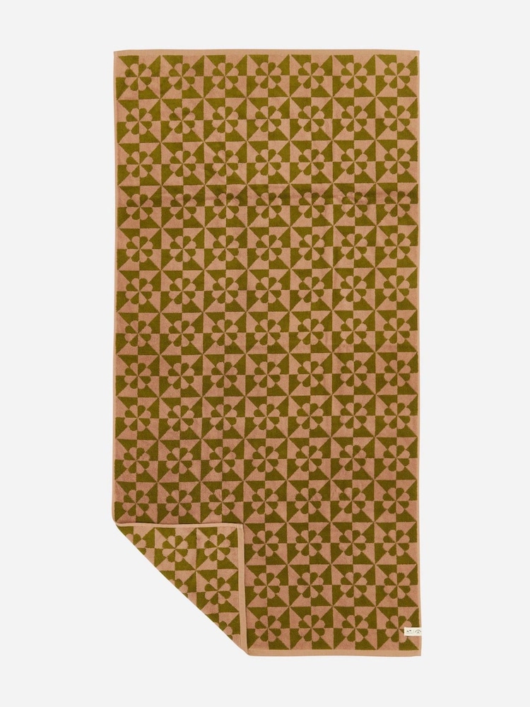 SlowTide Mousse Bex Cotton Printed Patterned Bath Towel - Image 5 of 5