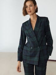 Črna/zelena - Check Double Breasted Blazer - Slika 1 iz 6