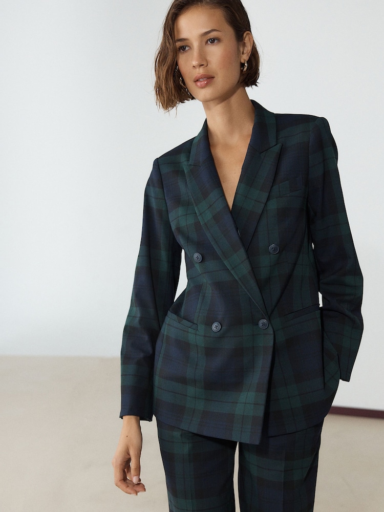 Črna/zelena - Check Double Breasted Blazer - Slika 1 iz 6 Črna/zelena - Check Double Breasted Blazer - Slika 1 iz 6