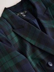 Črna/zelena - Check Double Breasted Blazer - Slika 5 iz 6