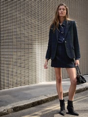 Marine/Vert - N.Premium Check Mini Skirt with Wool - Image 2 de 9