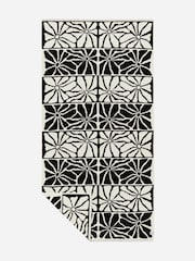 SlowTide Black Ciao Zen Cotton Printed Patterned Bath Towel - Image 4 of 4