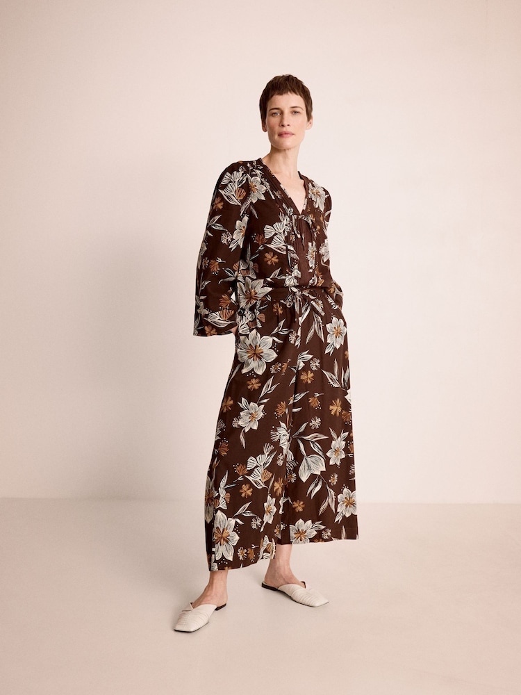 Monsoon Esther Floral Linen Blend Top - Imaginea 1 din 6