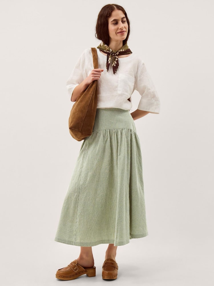 Monsoon Gaia Gingham Midi Skirt - 4的图像1｝