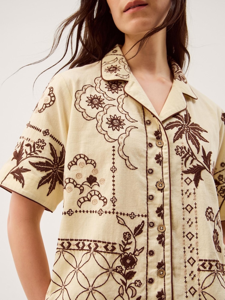 Monsoon Carly Tropical Embroidered Shirt - Imaginea 2 din 5