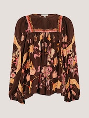 Monsoon Brown Samara Balloon Sleeve Floral Blouse - Image 5 of 5