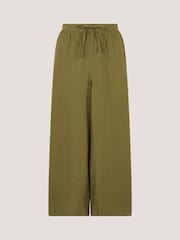 Monsoon Green Maisie Linen Blend Crop Wide Leg Trousers - Image 6 of 6