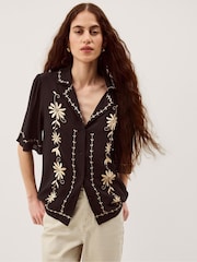 Monsoon Black Wren Floral Embroidered Shirt - Image 1 of 5