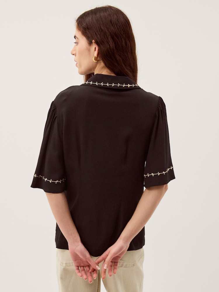 Monsoon Black Wren Floral Embroidered Shirt - Image 2 of 5