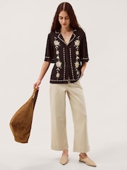Monsoon Black Wren Floral Embroidered Shirt - Image 4 of 5
