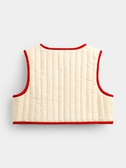 JoJo Maman Bébé Denim Cherry Embroidered Denim Dress & Quilted Waistcoat - Image 7 of 9