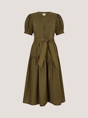 فستان متوسط الطول بأكمام منفوخة بابليك زهور Fawn من Monsoon - Image 6 of 6