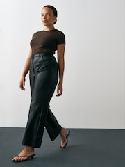 Black Hourglass Faux Leather Wide Leg Trousers - Image 1 of 4