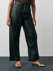 Black Hourglass Faux Leather Wide Leg Trousers - Image 2 of 4