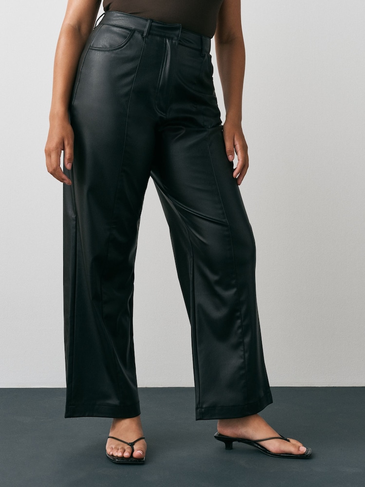Black Hourglass Faux Leather Wide Leg Trousers - Image 2 of 4 Black Hourglass Faux Leather Wide Leg Trousers - Image 2 of 4