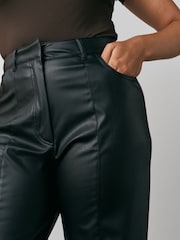 Black Hourglass Faux Leather Wide Leg Trousers - Image 4 of 4