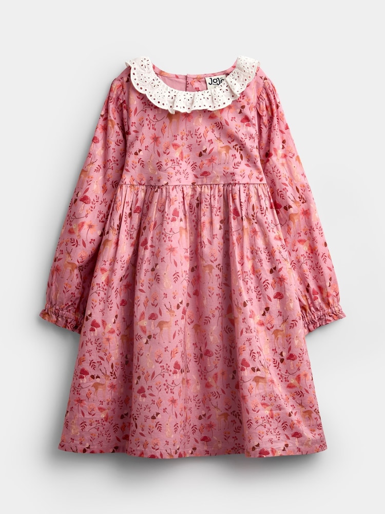 JoJo Maman Bébé Dark Red Woodland Character Dress & Knitted Vest Set - Image 2 of 7