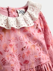 JoJo Maman Bébé Dark Red Woodland Character Dress & Knitted Vest Set - Image 6 of 7