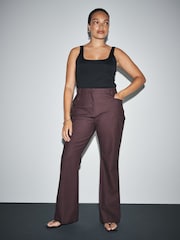 Burgundy Red Hourglass Faux Leather Bootcut Trousers - Image 1 of 4