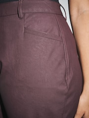 Burgundy Red Hourglass Faux Leather Bootcut Trousers - Image 4 of 4