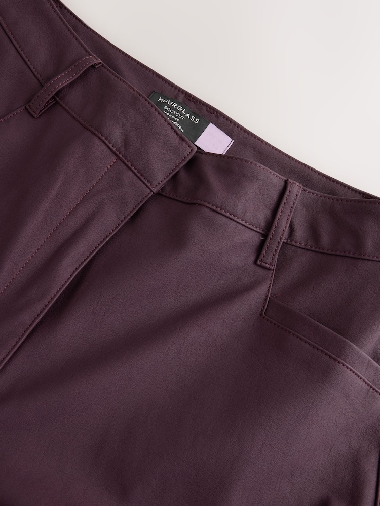 Burgundy Red Hourglass Faux Leather Bootcut Trousers - Image 7 of 7 Burgundy Red Hourglass Faux Leather Bootcut Trousers - Image 7 of 7
