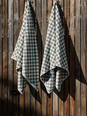 SlowTide Sage Mate Cotton Printed Patterned Bath Towel - Image 3 of 6