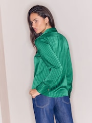 Lipsy Green Satin Stripe Burnout Shirt - Image 5 of 5