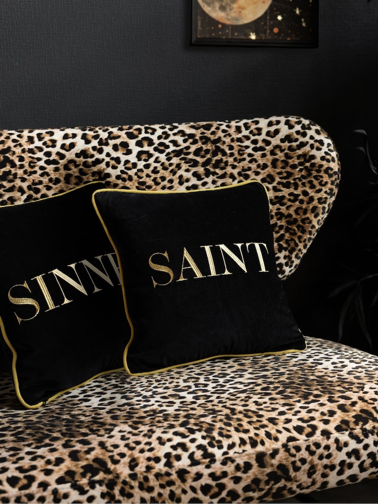 Rockett St George Black Saint Sinner Cushion - Image 1 of 7 Rockett St George Black Saint Sinner Cushion - Image 1 of 7
