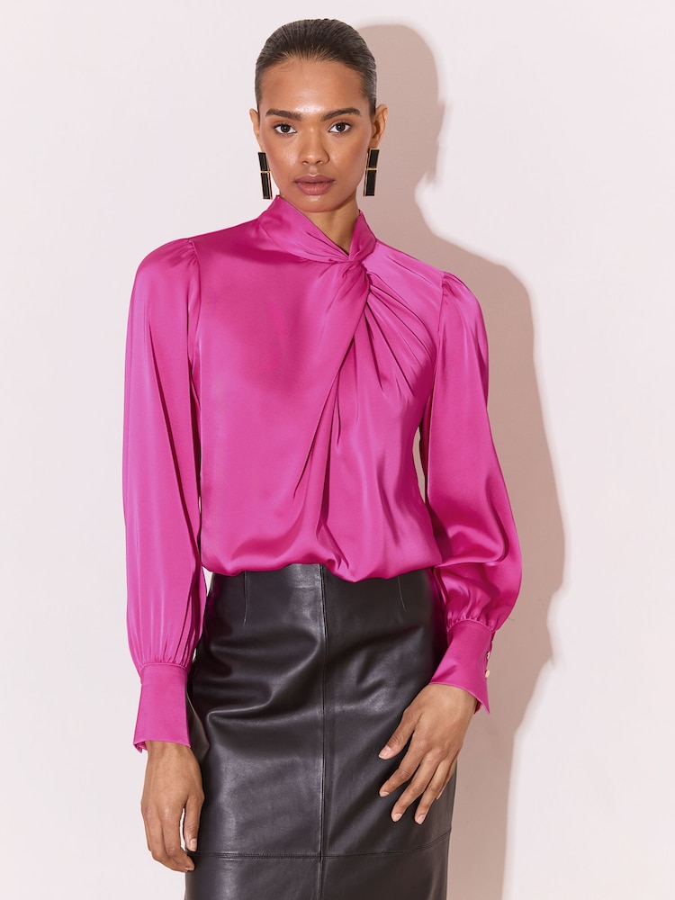 Lipsy Satin Twist Neck Long Sleeve Blouse - 6의 이미지 1