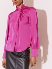Lipsy Satin Twist Neck Long Sleeve Blouse - 6의 이미지 2