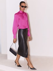Lipsy Satin Twist Neck Long Sleeve Blouse - 6의 이미지 3