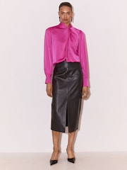 Lipsy Satin Twist Neck Long Sleeve Blouse - 6의 이미지 5