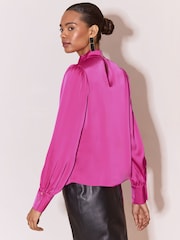 Lipsy Satin Twist Neck Long Sleeve Blouse - 6의 이미지 6