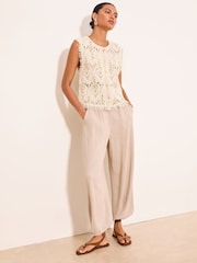 乳白色 - Lipsy Crochet Sequin Detail Waistcoat - 圖片 3/5