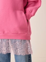 Pink - Lace Hem Hoodie (3-16yrs) - រូបភាព 4 នៃ 8