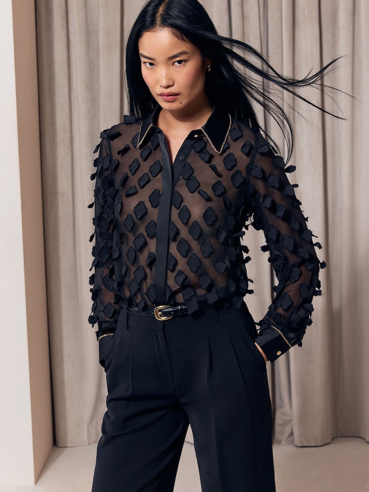Lipsy Chain Detail Textured Woven Shirt - Imaginea 1 din 5