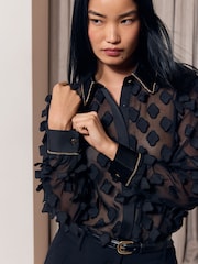 Lipsy Chain Detail Textured Woven Shirt - Imaginea 3 din 5