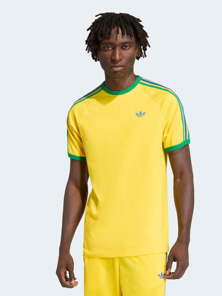 adidas Originals Yellow 3 Stripes T-Shirt - Image 1 of 6