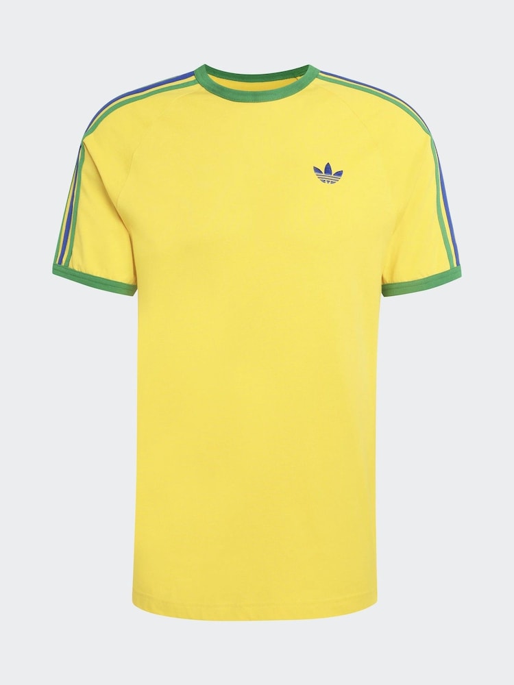 adidas Originals Yellow 3 Stripes T-Shirt - Image 6 of 6