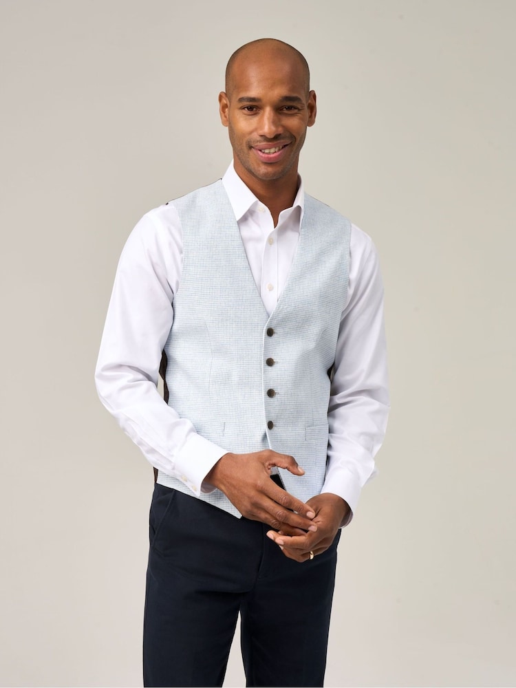 Skopes Blue Aurelio Houndstooth Check Waistcoat - Image 1 of 5 Skopes Blue Aurelio Houndstooth Check Waistcoat - Image 1 of 5