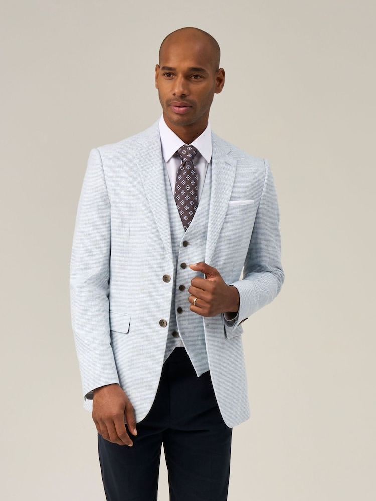 Skopes Blue Aurelio Houndstooth Check Waistcoat - Image 2 of 5 Skopes Blue Aurelio Houndstooth Check Waistcoat - Image 2 of 5