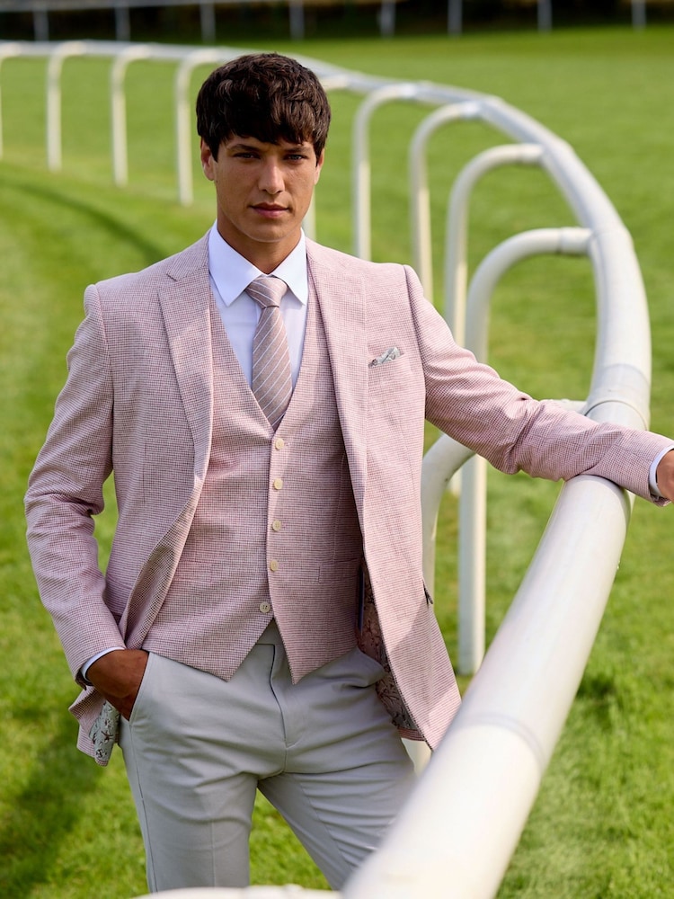 Skopes Red Aurelio Houndstooth Check Waistcoat - Image 1 of 6 Skopes Red Aurelio Houndstooth Check Waistcoat - Image 1 of 6