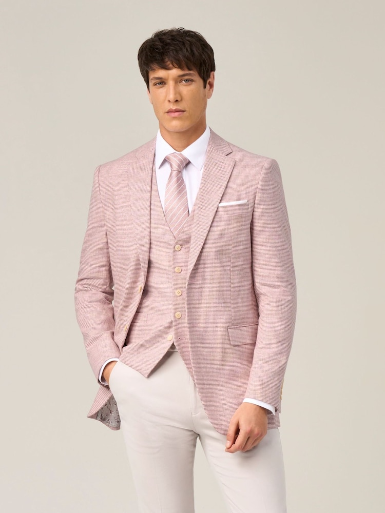 Skopes Red Aurelio Houndstooth Check Waistcoat - Image 2 of 6 Skopes Red Aurelio Houndstooth Check Waistcoat - Image 2 of 6