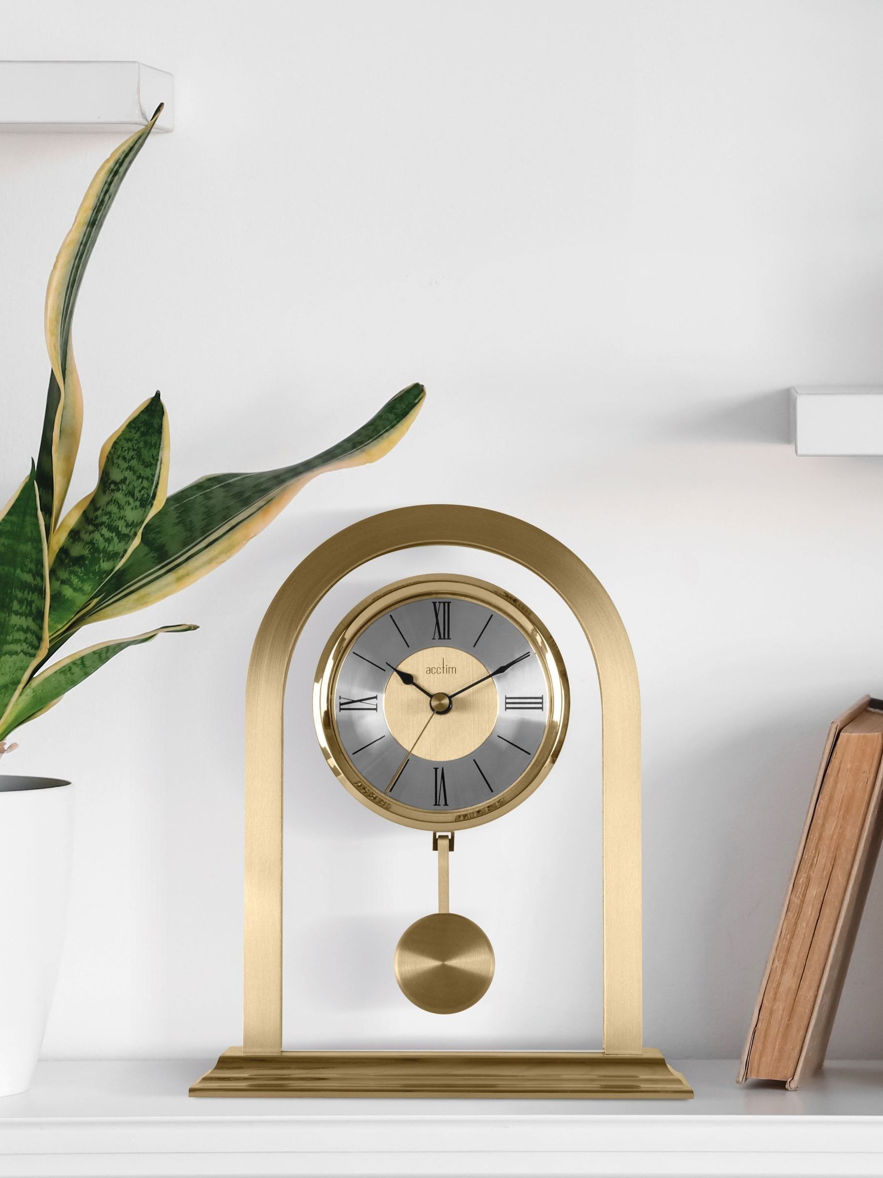 Acctim Colney Pendulum Mantel Clock Quartz Brushed Metal & Glass Energy Efficient Movement Gold - Image 5