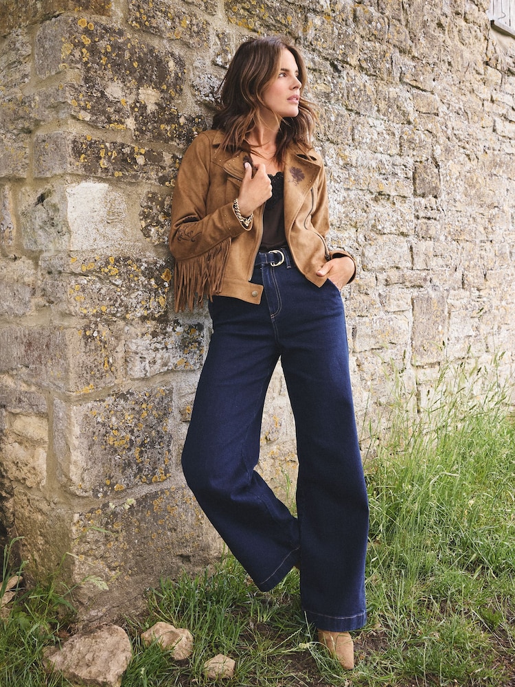 Love & Roses Wide Leg Belted Tailored Jeans - 4суретінің 2 суреті