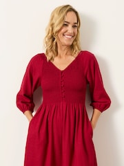 FatFace Adele Red Petite Midi Dress - Image 4 of 5