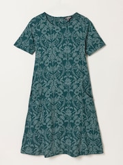 Teal Blue Damask - Robe Fatface en jersey Fleuri - Image 1 de 1