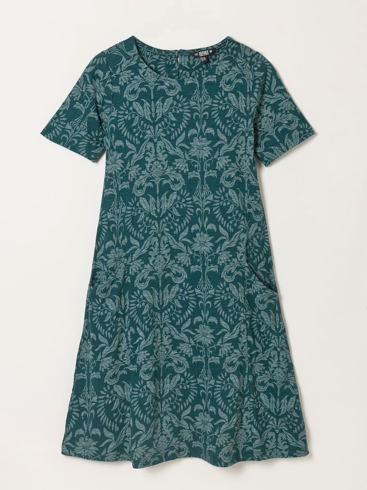 Teal Blue Damask - Robe Fatface en jersey Fleuri - Image 1 de 1 Teal Blue Damask - Robe Fatface en jersey Fleuri - Image 1 de 1