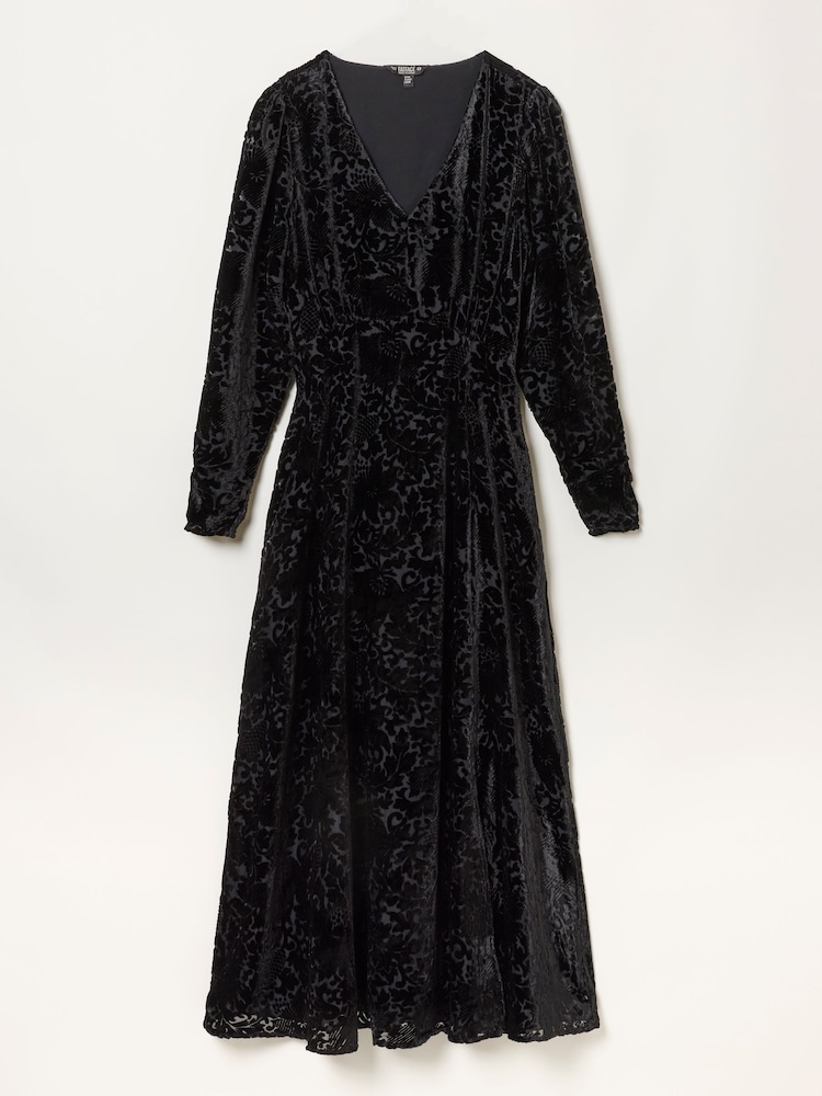 Buy FatFace Claudia Black Petite Devore Midi Dress from Next Ireland